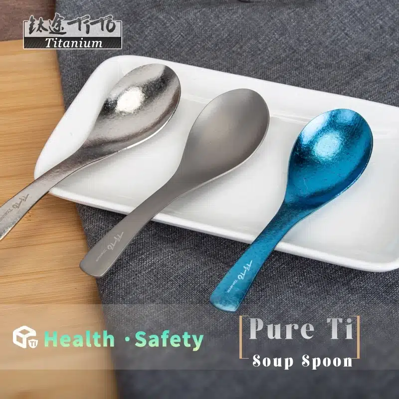 TiTo Titanium Soup Spoon on a white plate