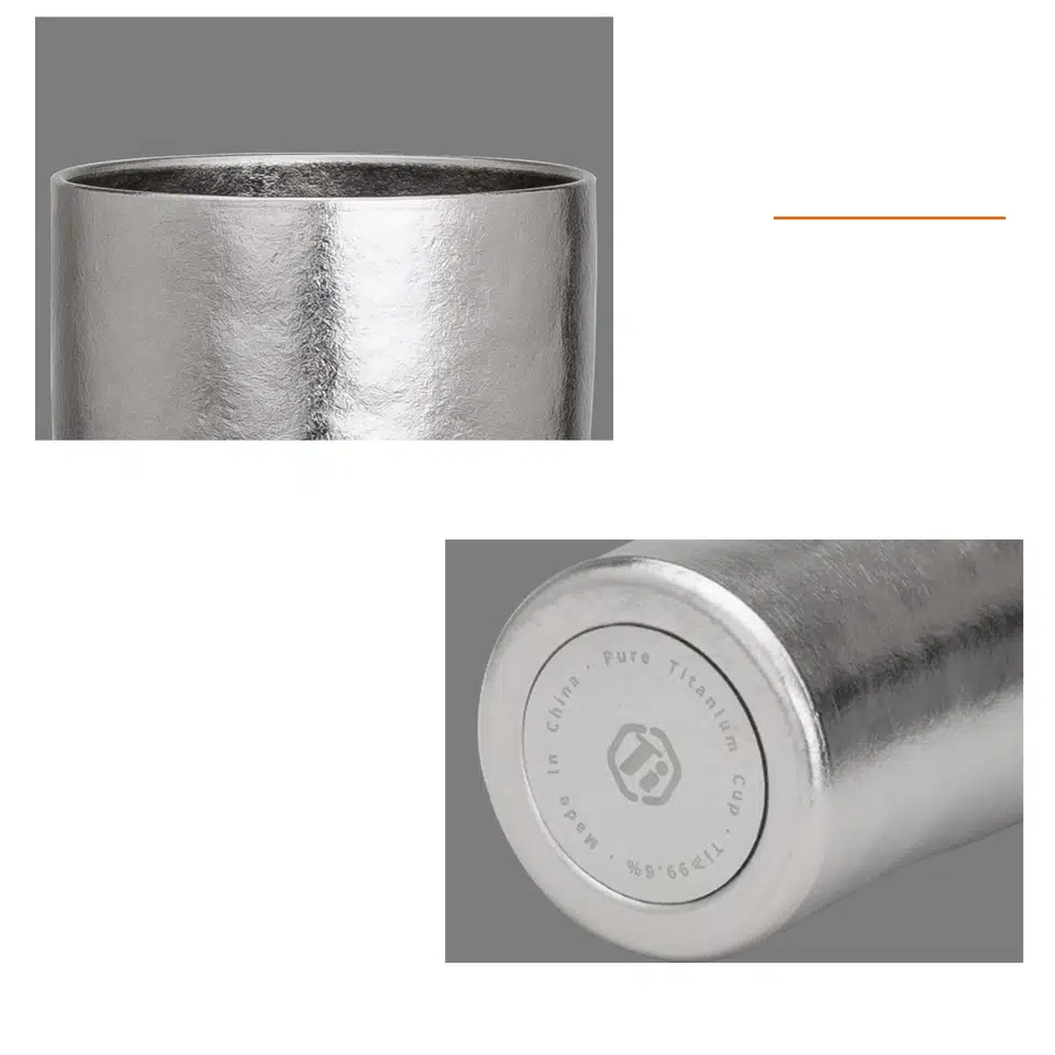 The details and texture at the bottom and rim of the titanium alloy cup are of excellent quality..